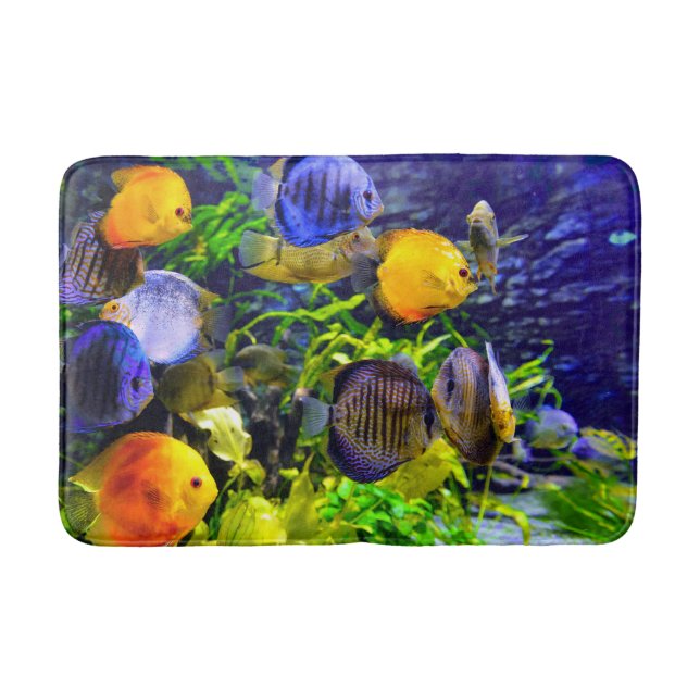 Vibrierende bunte tropische Seewasserfische Badematte (Vorderseite)