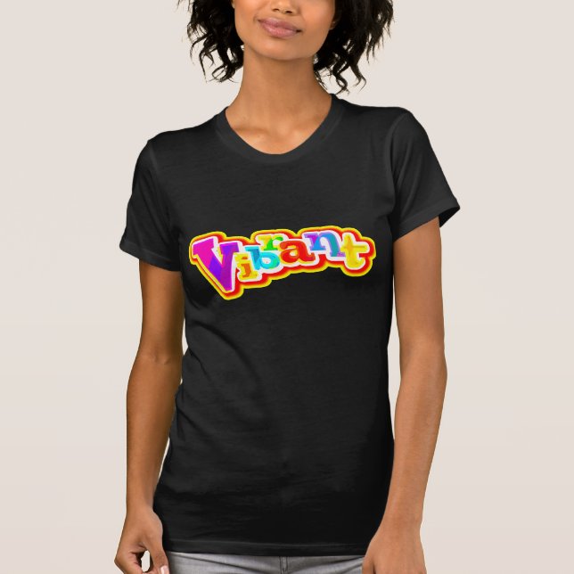 Vibrierende farbenfrohe Grafikdame T-Shirt (Vorderseite)