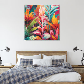 Vibrierende, florale Akrylenkultur - reich, farben Leinwanddruck