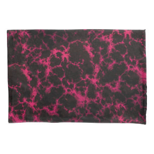 Vibrierende gepunktete rosa und schwarze Flammen Kissenbezug