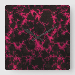 Vibrierende gepunktete rosa und schwarze Flammen Quadratische Wanduhr