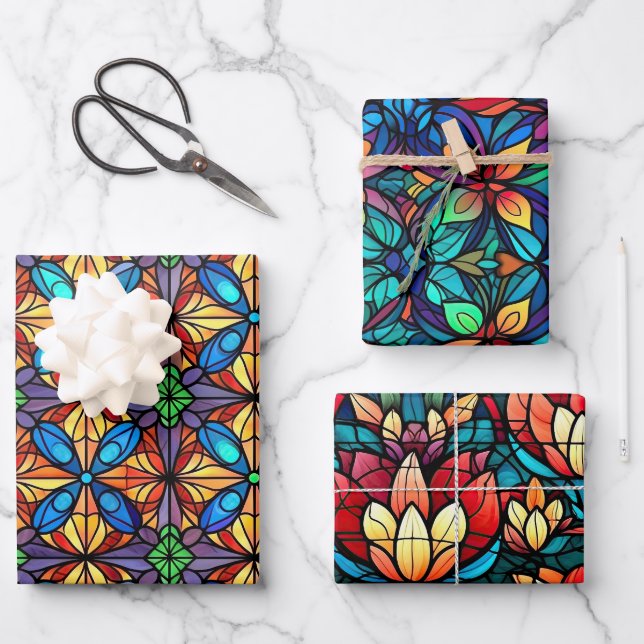 Vibrierende Gestaltungselemente aus Hartglas Geschenkpapier Set (Vorderseite)