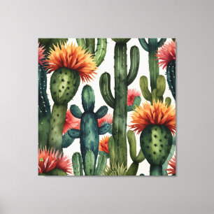 Vibrierende mexikanische Kakteen Art Print Leinwanddruck