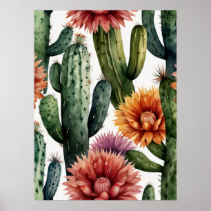 Vibrierende mexikanische Kakteen Art Print Poster