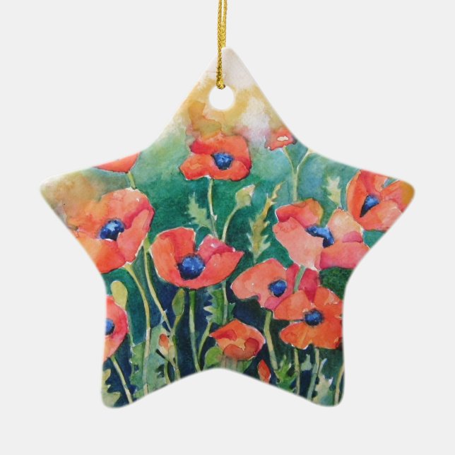 Vibrierende Mohnblumen Keramikornament (Vorne)