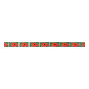Vibrierende orange Mohnblume Satinband