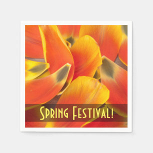 Vibrierende orange Tulpe-Blumenblatt-Fotografie Serviette
