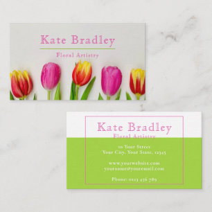 Vibrierende Pink & Green Tulip Blume Visitenkarte