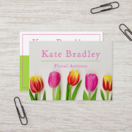 Vibrierende Pink & Green Tulip Blume Visitenkarte