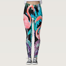 Vibrierende, rosa Flamingodruck-Leggings