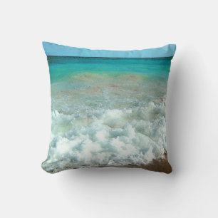 Vibrierende Strand-Aquarell-Szene Kissen