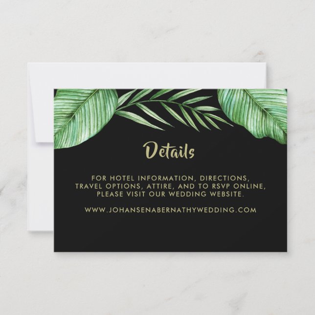 Vibrierende Tropenfolien-Hochzeitdetails Einladung (Vorderseite)