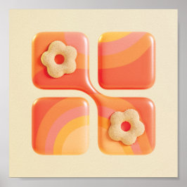 Vibrierende Tufted Flower 3d Art Print - Square Fo Poster