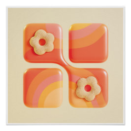Vibrierende Tufted Flower 3d Art Print - Square Fo Poster