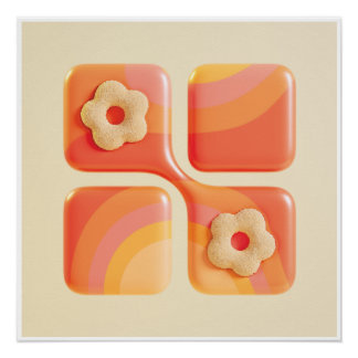 Vibrierende Tufted Flower 3d Art Print - Square Fo Poster