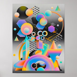 Vibrierende und skurrile abstrakte Kunstwerke, geo Poster
