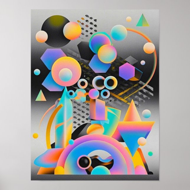 Vibrierende und skurrile abstrakte Kunstwerke, geo Poster (Vorne)
