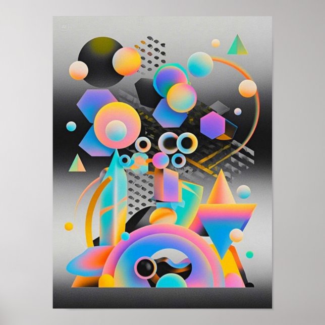 Vibrierende und skurrile abstrakte Kunstwerke, geo Poster (Vorne)