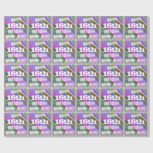 Vibrierender, bunter 16. Geburtstag + Geschenkpapier
