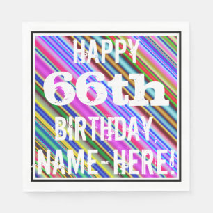 Vibrierender, bunter 66. Geburtstag + Serviette
