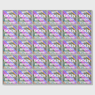 Vibrierender, bunter 90. Geburtstag + Geschenkpapier
