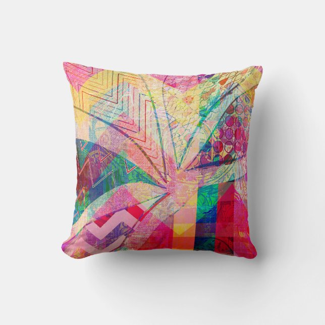 Vibrierender bunter Funky abstrakter Girly Kissen (Vorderseite)