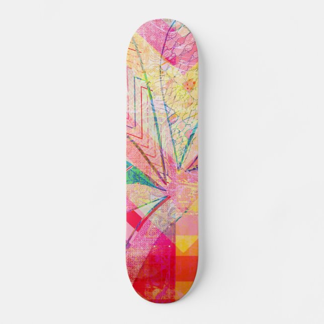 Vibrierender bunter Funky abstrakter Girly Skateboard (Vorderseite)