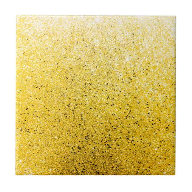 Vibrierender Glittery goldener Schein Fliese (Vorderseite)