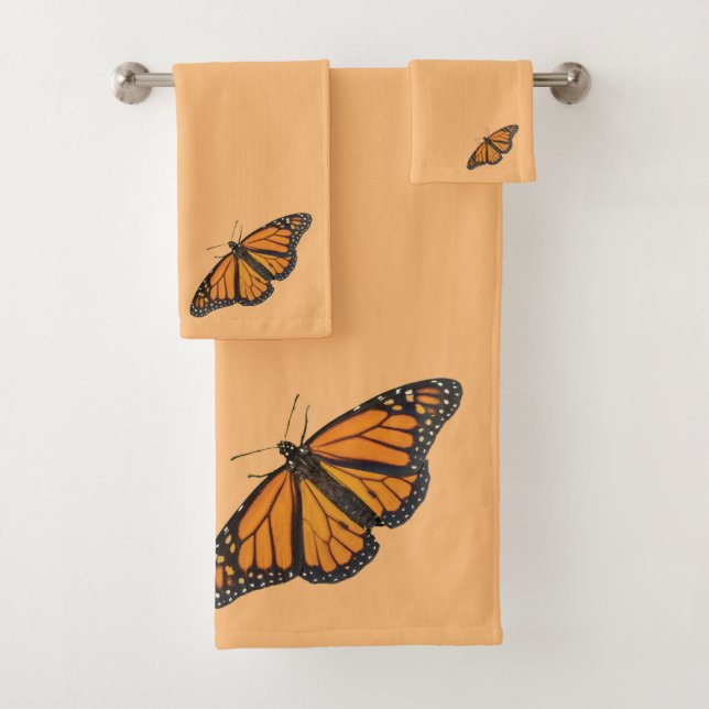 Vibrierender Monarchfalter Wings Fotografie Badhandtuch Set (Insitu)