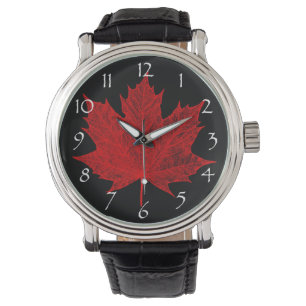Vibrierender Rotahorn Blatt-Kanada Armbanduhr