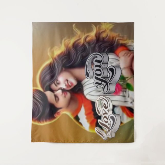 Vibrierendes 3D-Farbiges Digitales Kunstwerk Wandteppich (Vorderseite)