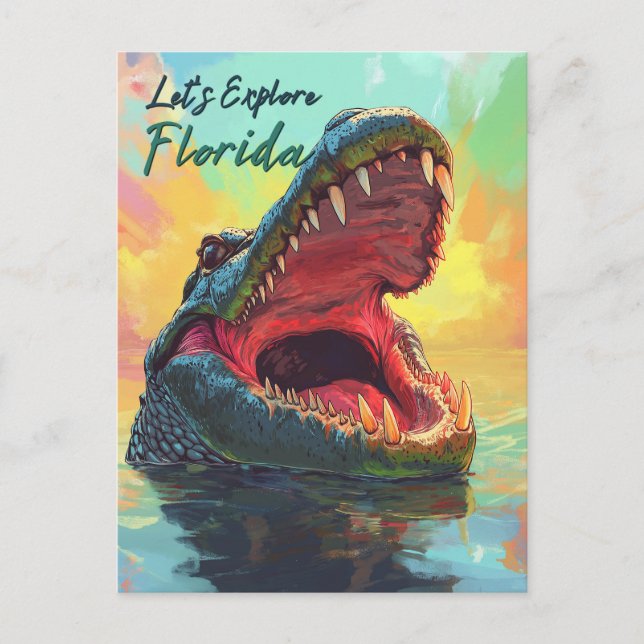 Vibrierendes Alligator-Abenteuer in Florida Postkarte (Vorderseite)