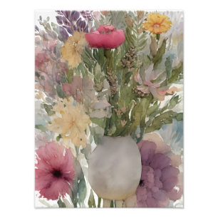 Vibrierendes Aquarellblumenarrangement Fotodruck