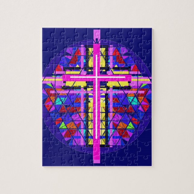 Vibrierendes beflecktes Glas-christliches Kreuz (Vertikal)