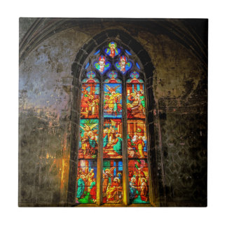 Vibrierendes buntes Buntglas-Fenster Fliese