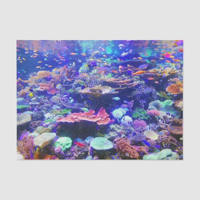 Vibrierendes buntes tropisches Fisch-Aquarium Seidenpapier (Vorderseite)