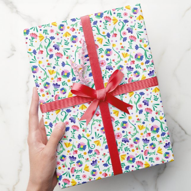 Vibrierendes Fiesta Floral Mexican Party Design Geschenkpapier (Fiesta Gift Wrap Paper)