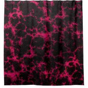 Vibrierendes gepunktetes Goth Rosa und Schwarzes Duschvorhang