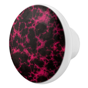 Vibrierendes gepunktetes Goth Rosa und Schwarzes Keramikknauf