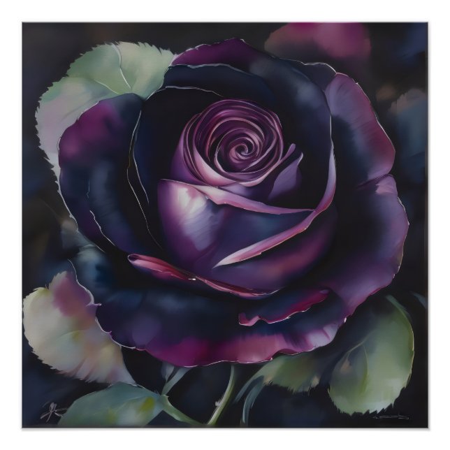 Vibrierendes Lila Rose-Gemälde Poster (Vorderseite)