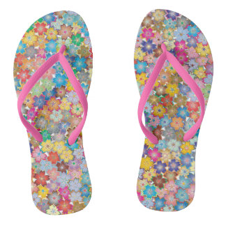 Vibrierendes Muster Sechzigerjahre der Power-Blume Flip Flops