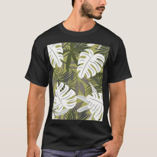 Vibrierendes Muster tropischer Blätter T-Shirt