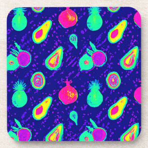 Vibrierendes Neon Fruits Design Getränkeuntersetzer