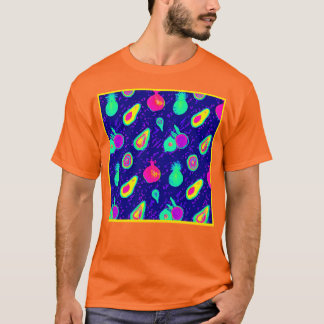 Vibrierendes Neon Fruits Design T-Shirt