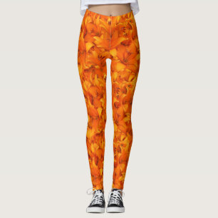 Vibrierendes orange Garten-Lilien-mit BlumenFoto Leggings