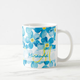Vibrierendes Watercolorblau vergisst mich nicht Kaffeetasse