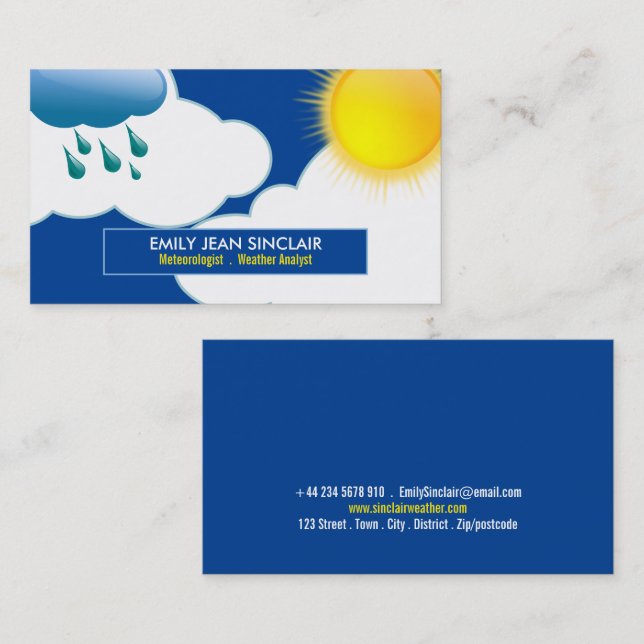 Vibrierendes Wettersymboldesign, Meteorologe Visitenkarte (Vorne/Hinten)