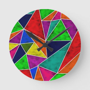 Vibriertes geometrisches Muster Runde Wanduhr