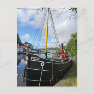 Vic32 Puffer Boat in Crinan Canal Basin, Schottlan Feiertagspostkarte