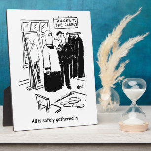 Vicar hat einen Cassock Fitting Church Cartoon Fotoplatte